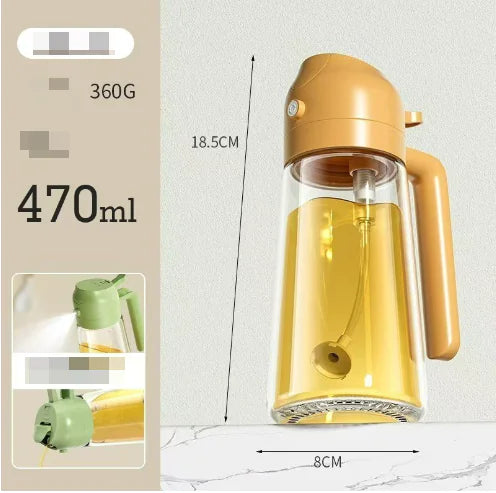 2-in-1 Glass Oil Sprayer Bottle – Pourable & Sprayable Oil Dispenser for Kitchen