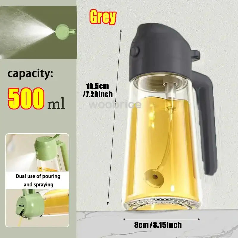 2-in-1 Glass Oil Sprayer Bottle – Pourable & Sprayable Oil Dispenser for Kitchen