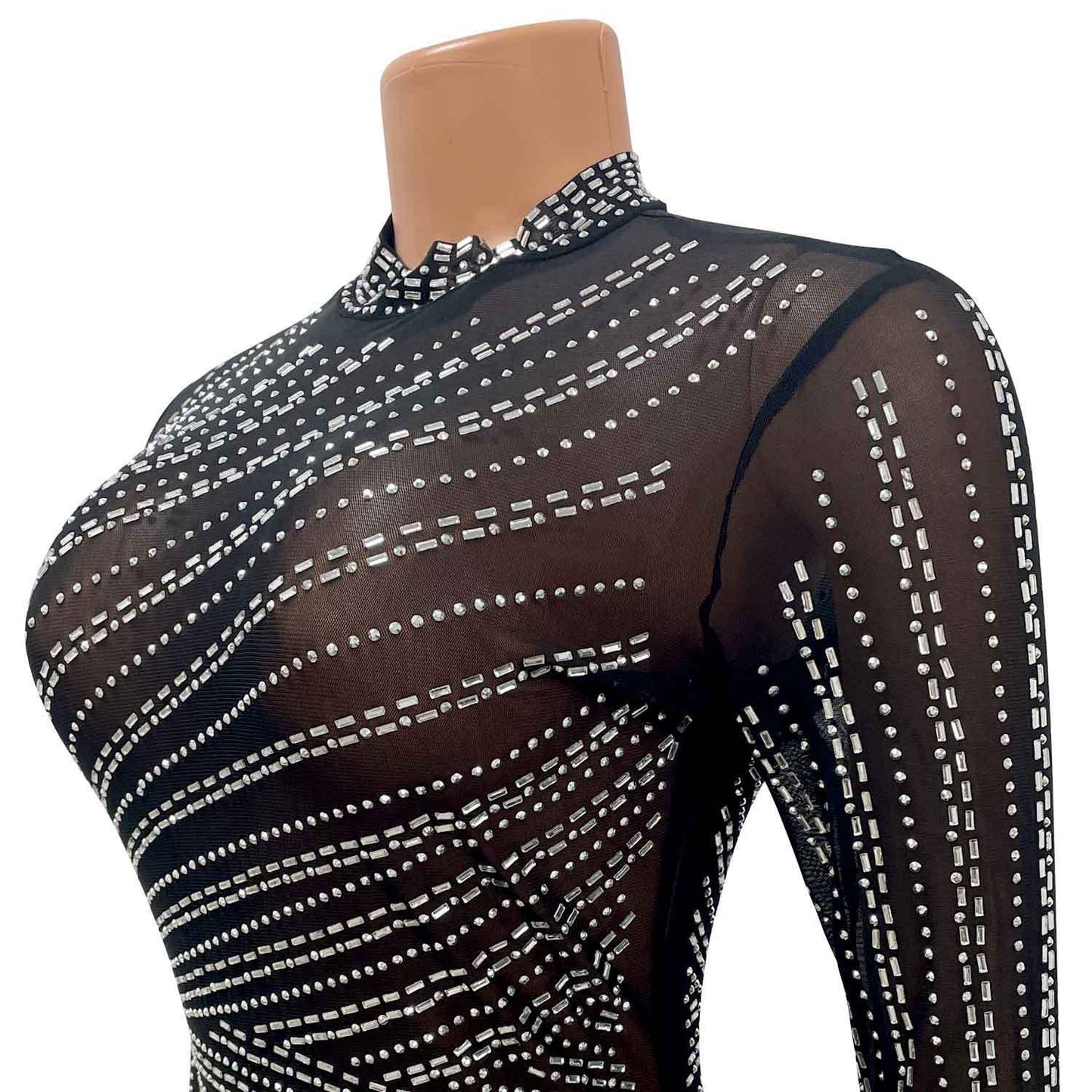 Women's Sexy Mesh Long-sleeved Dress