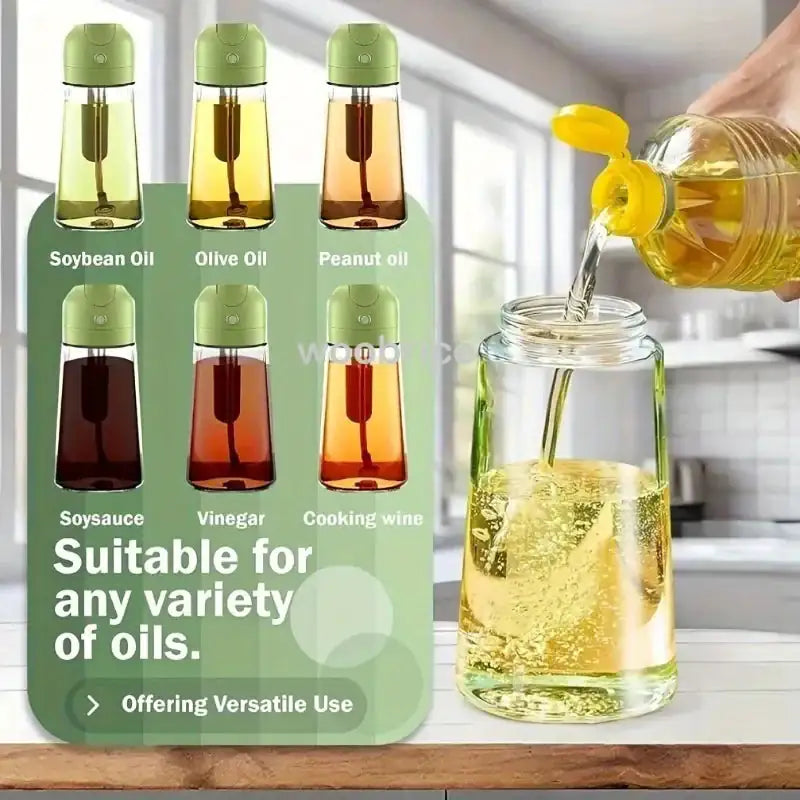 2-in-1 Glass Oil Sprayer Bottle – Pourable & Sprayable Oil Dispenser for Kitchen