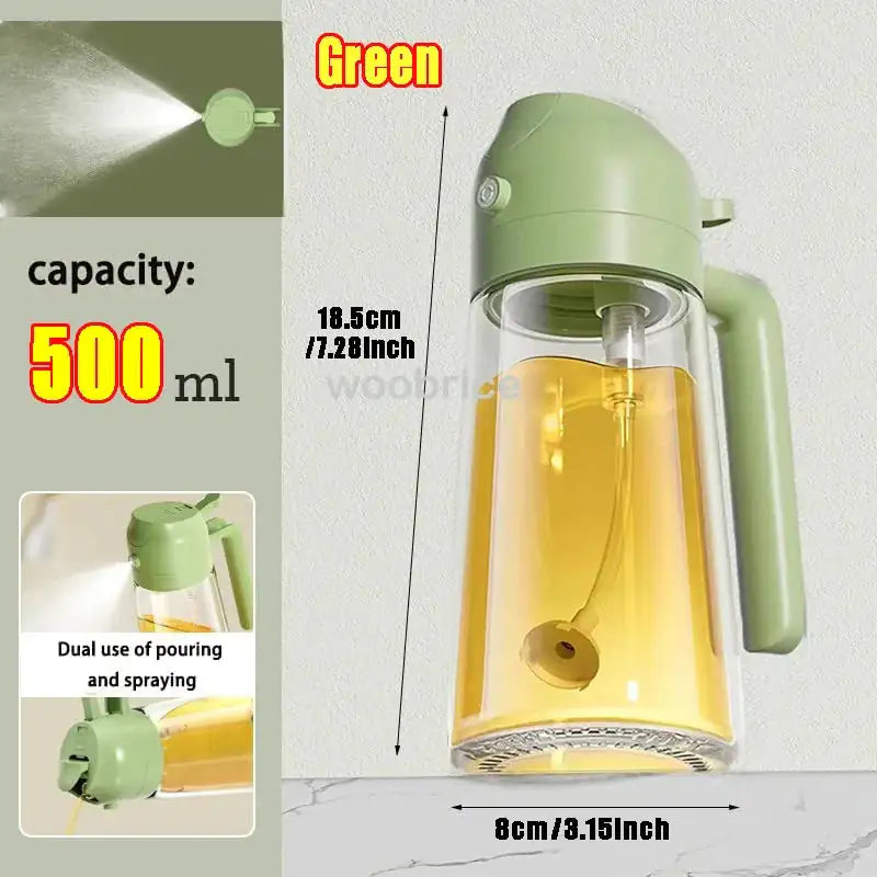 2-in-1 Glass Oil Sprayer Bottle – Pourable & Sprayable Oil Dispenser for Kitchen
