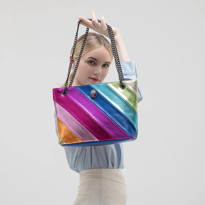 BM9332 Large Ladies Designer Tote Bag Shoulder Handbag Colorfully Crystal Long Strap Luxury Leather Satin Retro Party Bag