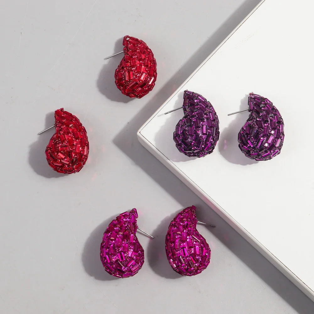 Luxury Crystal Acrylic Chunky Waterdrop Hoop Earrings Dupes for Women Colorful Dome Teardrop Stud Earrings Fashion Jewelry Gifts