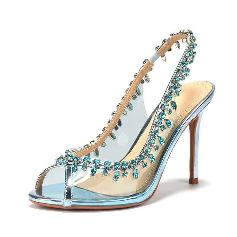 Slingbacks Women Pumps Sexy Peep Toe Transparent PVC Thin High heels Spring Autumn Party Wedding Shoes
