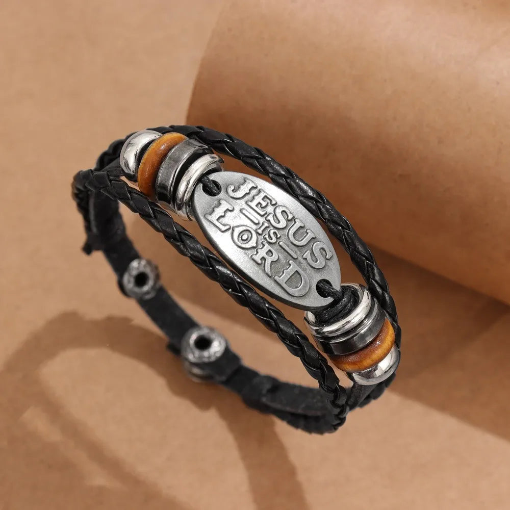 Fashion Classic Monogram Beaded Leather Four-Button Bracelet Multi-Layer Handmade Charm Bracelet Jewelry
