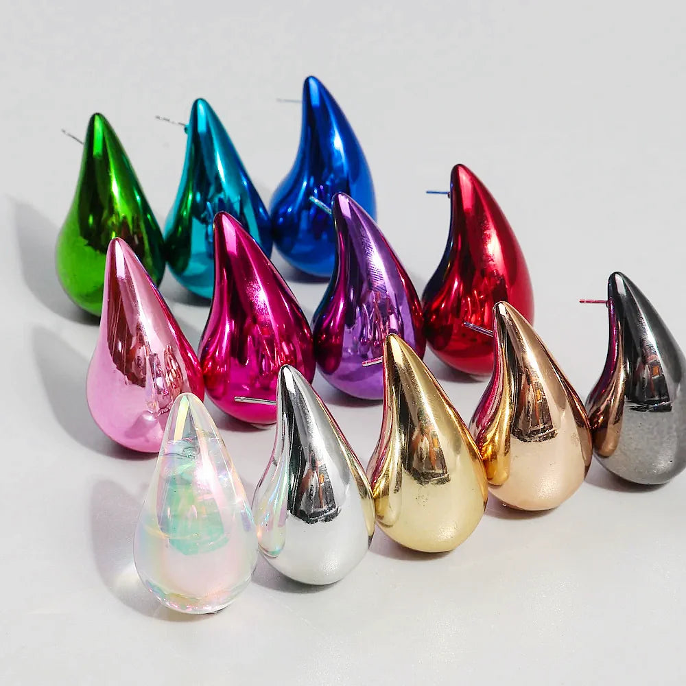 Luxury Crystal Acrylic Chunky Waterdrop Hoop Earrings Dupes for Women Colorful Dome Teardrop Stud Earrings Fashion Jewelry Gifts