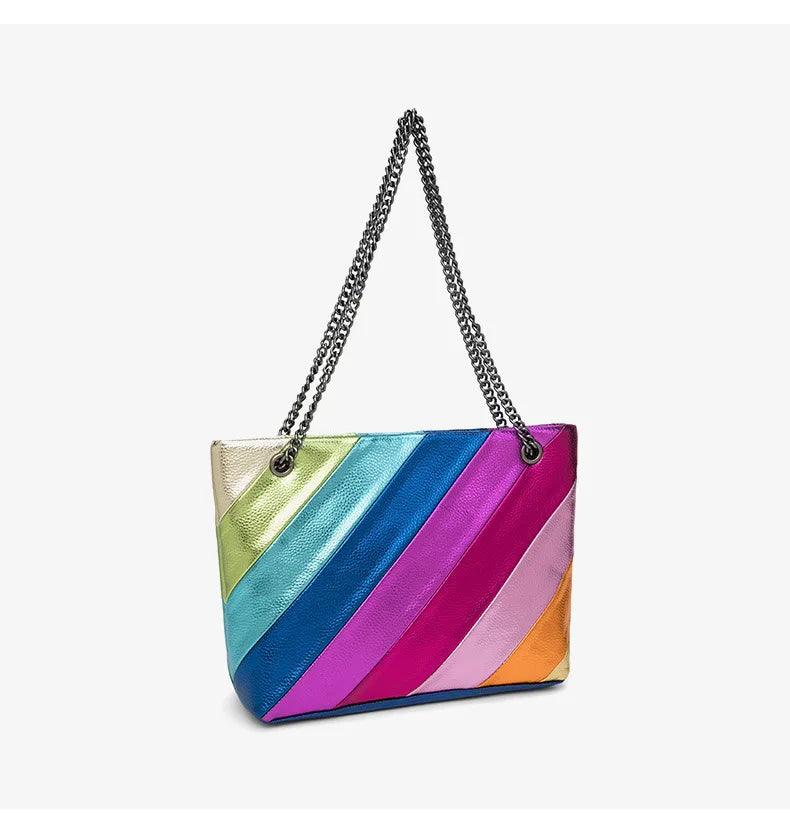 BM9332 Large Ladies Designer Tote Bag Shoulder Handbag Colorfully Crystal Long Strap Luxury Leather Satin Retro Party Bag