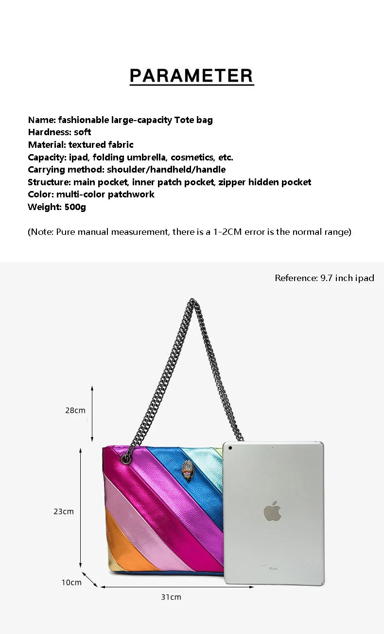 BM9332 Large Ladies Designer Tote Bag Shoulder Handbag Colorfully Crystal Long Strap Luxury Leather Satin Retro Party Bag