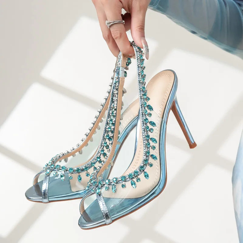 Slingbacks Women Pumps Sexy Peep Toe Transparent PVC Thin High heels Spring Autumn Party Wedding Shoes