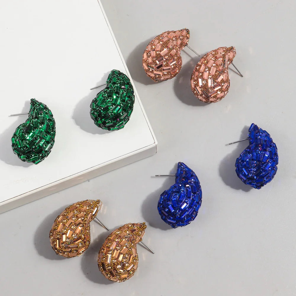 Luxury Crystal Acrylic Chunky Waterdrop Hoop Earrings Dupes for Women Colorful Dome Teardrop Stud Earrings Fashion Jewelry Gifts