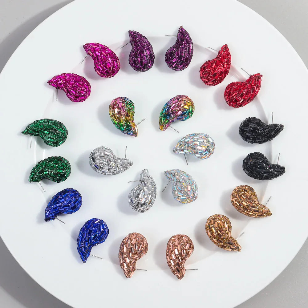 Luxury Crystal Acrylic Chunky Waterdrop Hoop Earrings Dupes for Women Colorful Dome Teardrop Stud Earrings Fashion Jewelry Gifts