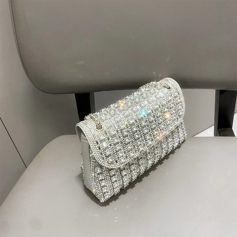 JIOMAY Glamorous Wallets for Women Luxury Designer Bags Diamond Shoulder Bag Women Party Bag Portable Messenger Bag Gold Bag