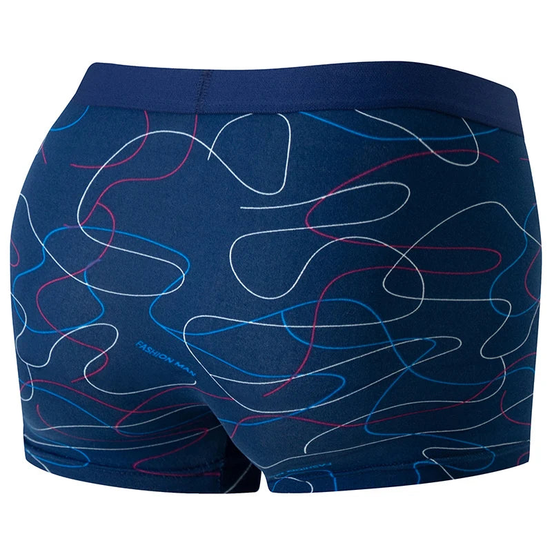 4 Pack European and American Size MEN'S Printed Fashion Boyshort Comfortable MEN'S plus Size Underwear Beach Swimming Trunks