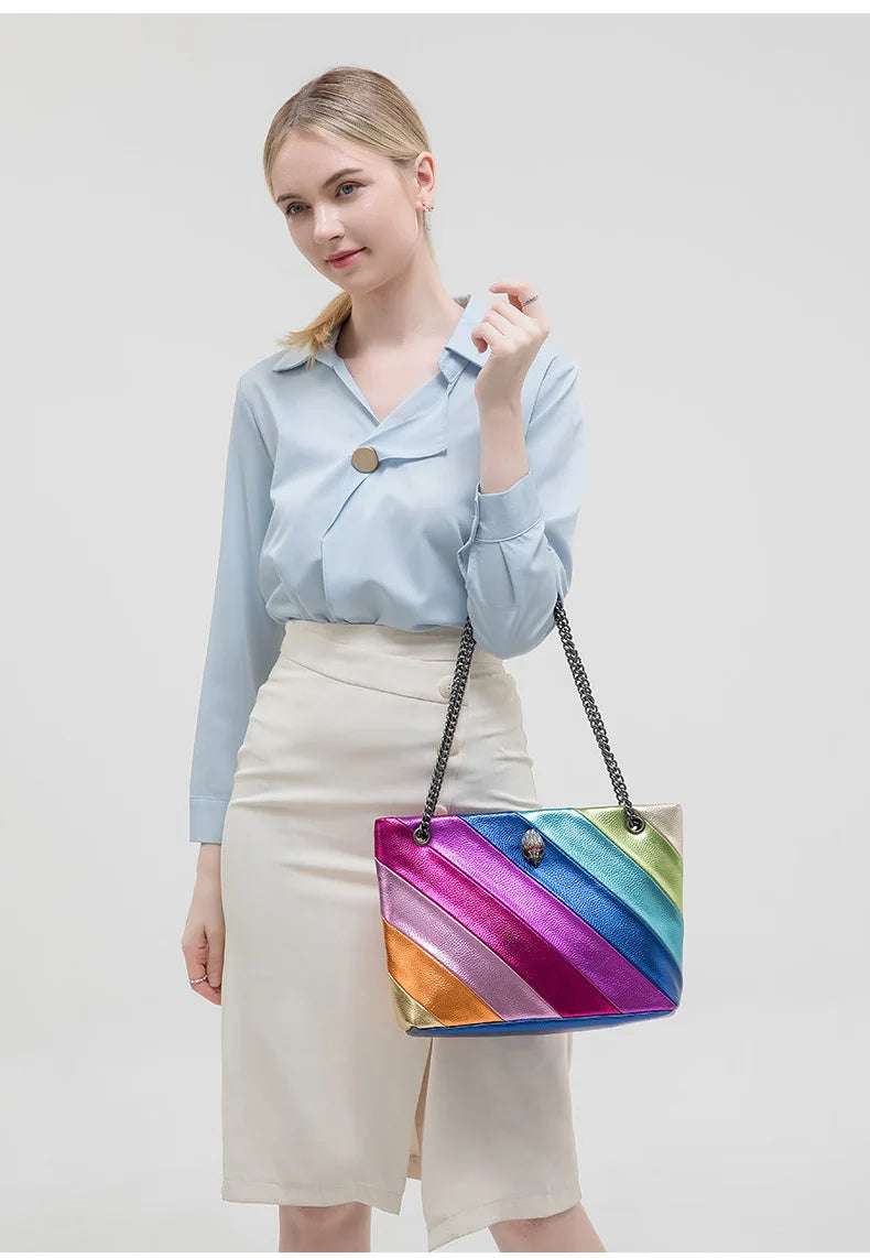 BM9332 Large Ladies Designer Tote Bag Shoulder Handbag Colorfully Crystal Long Strap Luxury Leather Satin Retro Party Bag