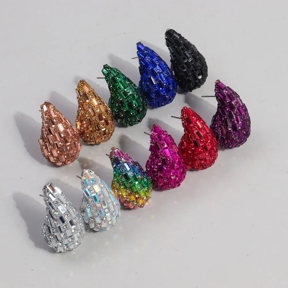 Luxury Crystal Acrylic Chunky Waterdrop Hoop Earrings Dupes for Women Colorful Dome Teardrop Stud Earrings Fashion Jewelry Gifts