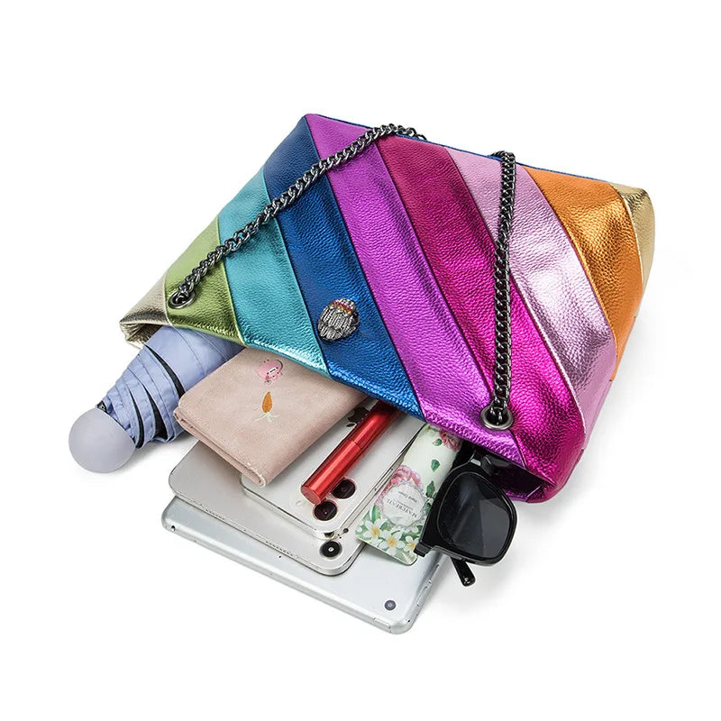 BM9332 Large Ladies Designer Tote Bag Shoulder Handbag Colorfully Crystal Long Strap Luxury Leather Satin Retro Party Bag