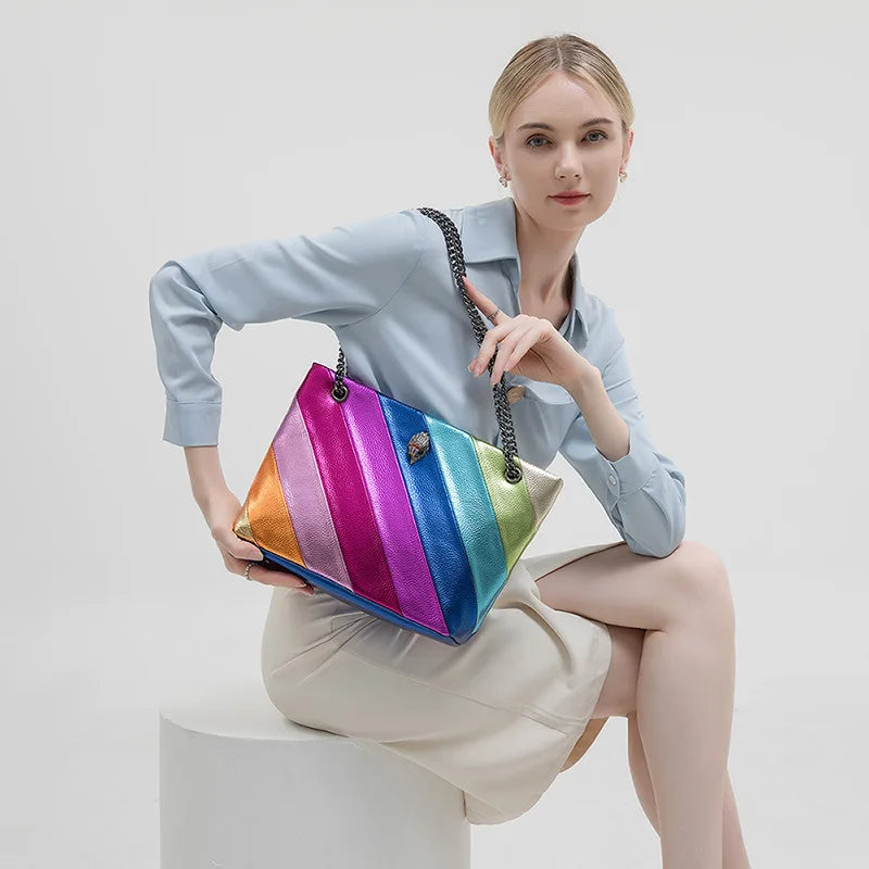 BM9332 Large Ladies Designer Tote Bag Shoulder Handbag Colorfully Crystal Long Strap Luxury Leather Satin Retro Party Bag