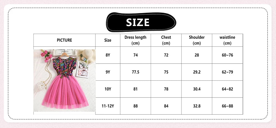 Summer Girl Dress Print Rose Petal sleeve Gauze Dress & Belt Casual Vacation Style Birthday Party Clothes For 8-12 Years Kids