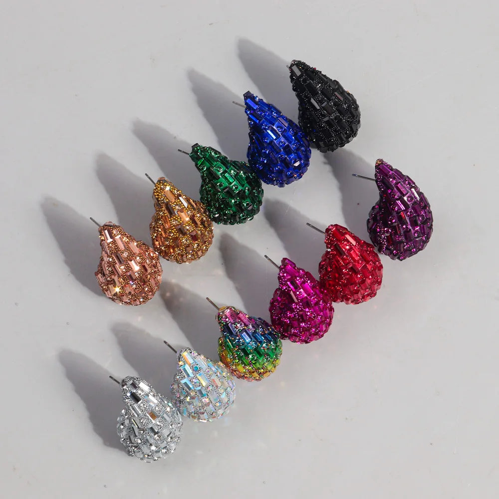 Luxury Crystal Acrylic Chunky Waterdrop Hoop Earrings Dupes for Women Colorful Dome Teardrop Stud Earrings Fashion Jewelry Gifts