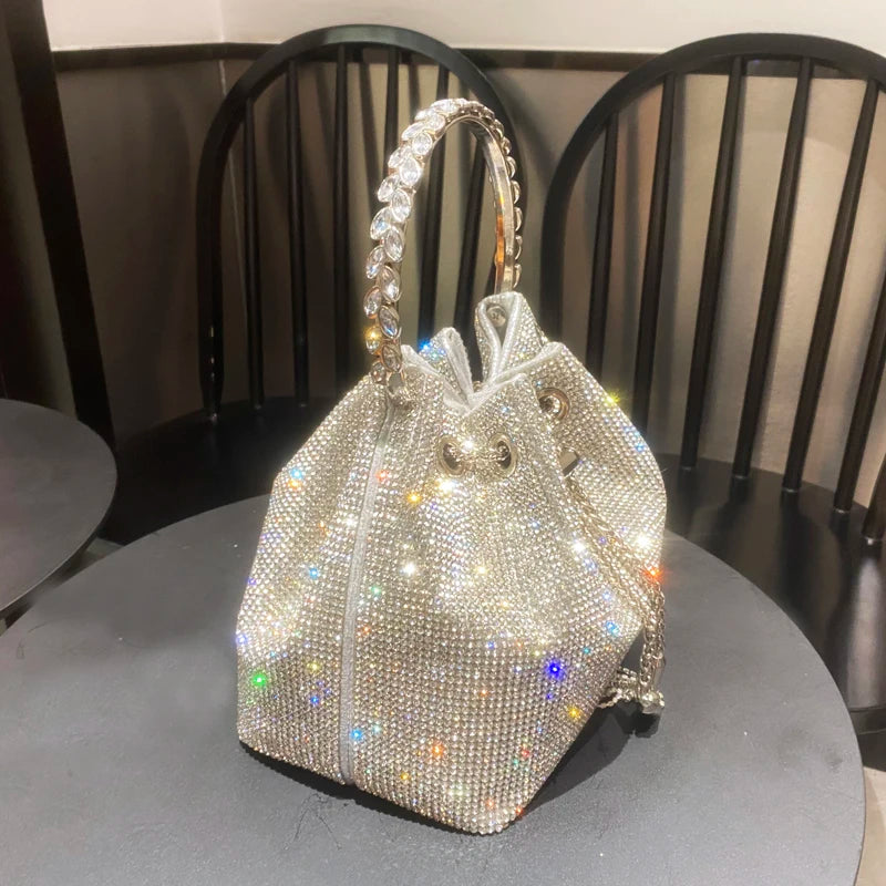 purses and handbags bags for women luxury Designer bucket clutch purse evening banquet bag Crystal rhinestone shoulder bag