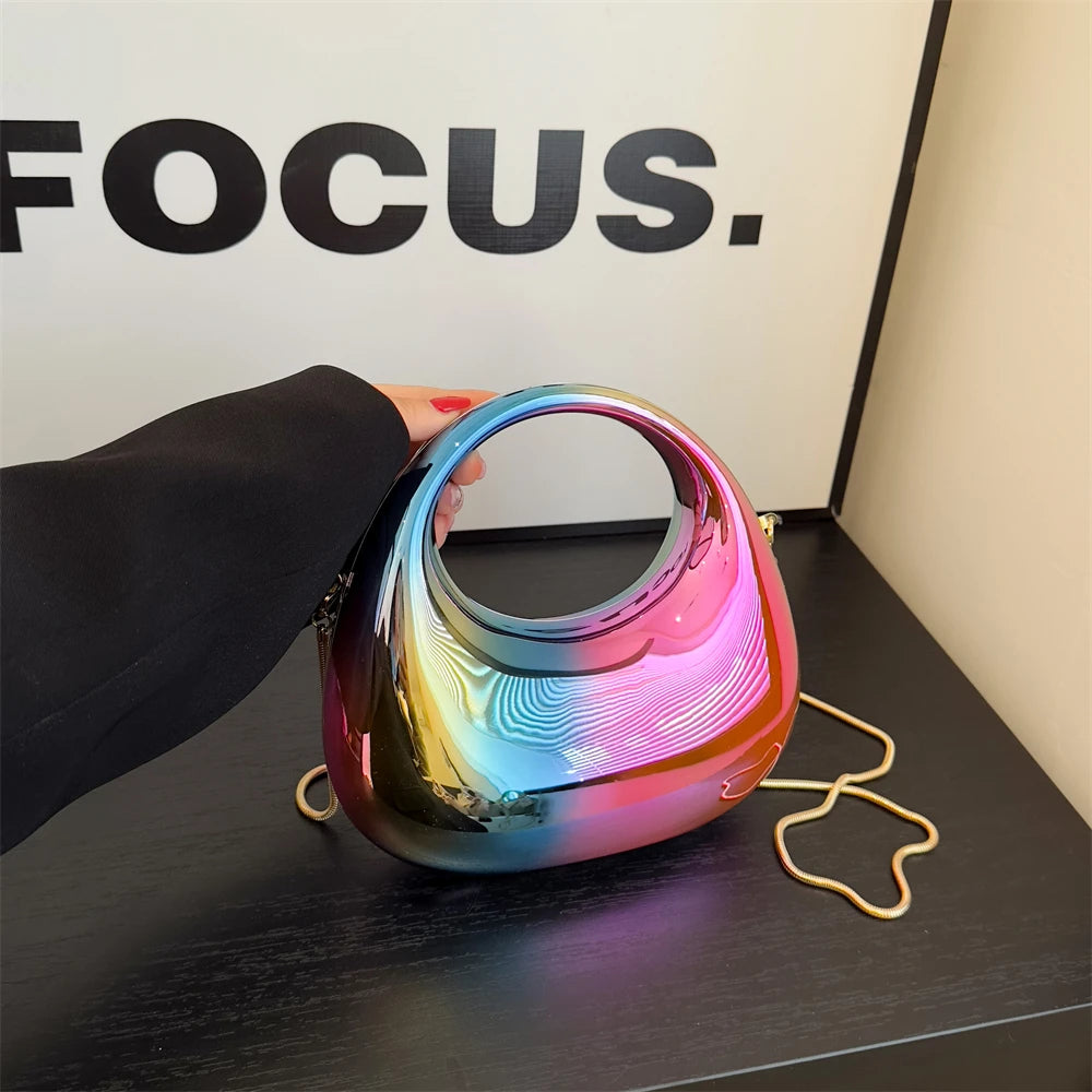 Clutch Bags For Women 2024 Luxury Designer Purses And Handbags Golden Wedding Dinner Party Round Handle Wrist Bag