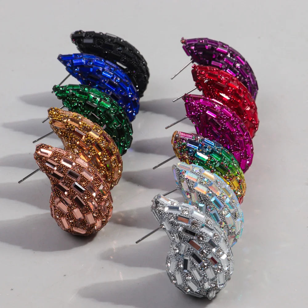 Luxury Crystal Acrylic Chunky Waterdrop Hoop Earrings Dupes for Women Colorful Dome Teardrop Stud Earrings Fashion Jewelry Gifts