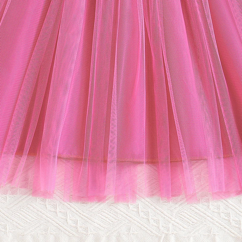 Summer Girl Dress Print Rose Petal sleeve Gauze Dress & Belt Casual Vacation Style Birthday Party Clothes For 8-12 Years Kids