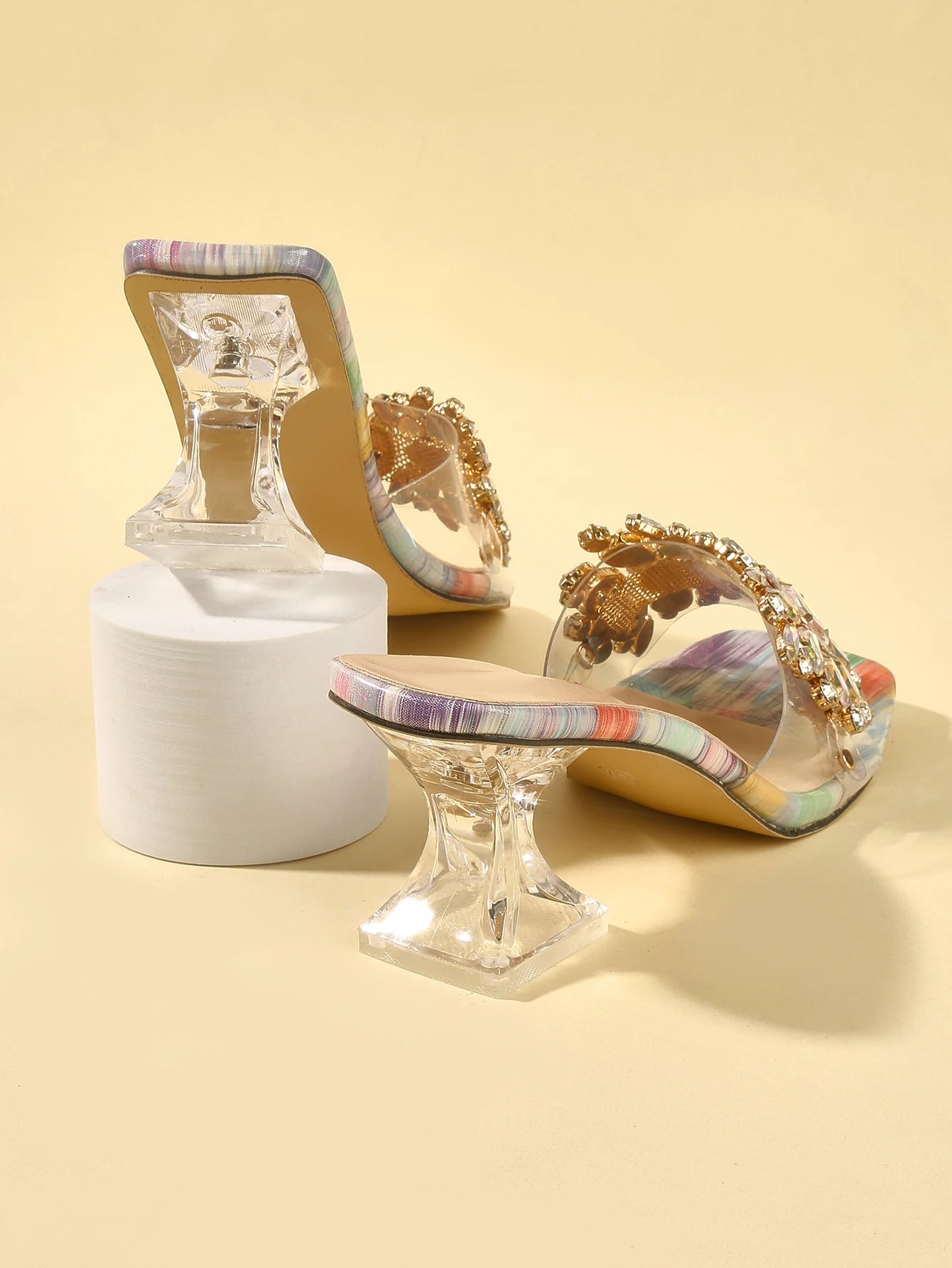 decoration with thick heels, casual summer French style, niche, women's high heel sandals for externa