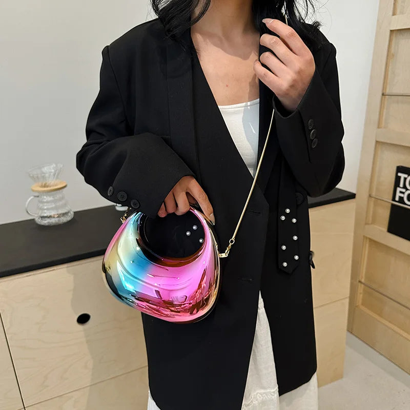 Clutch Bags For Women 2024 Luxury Designer Purses And Handbags Golden Wedding Dinner Party Round Handle Wrist Bag