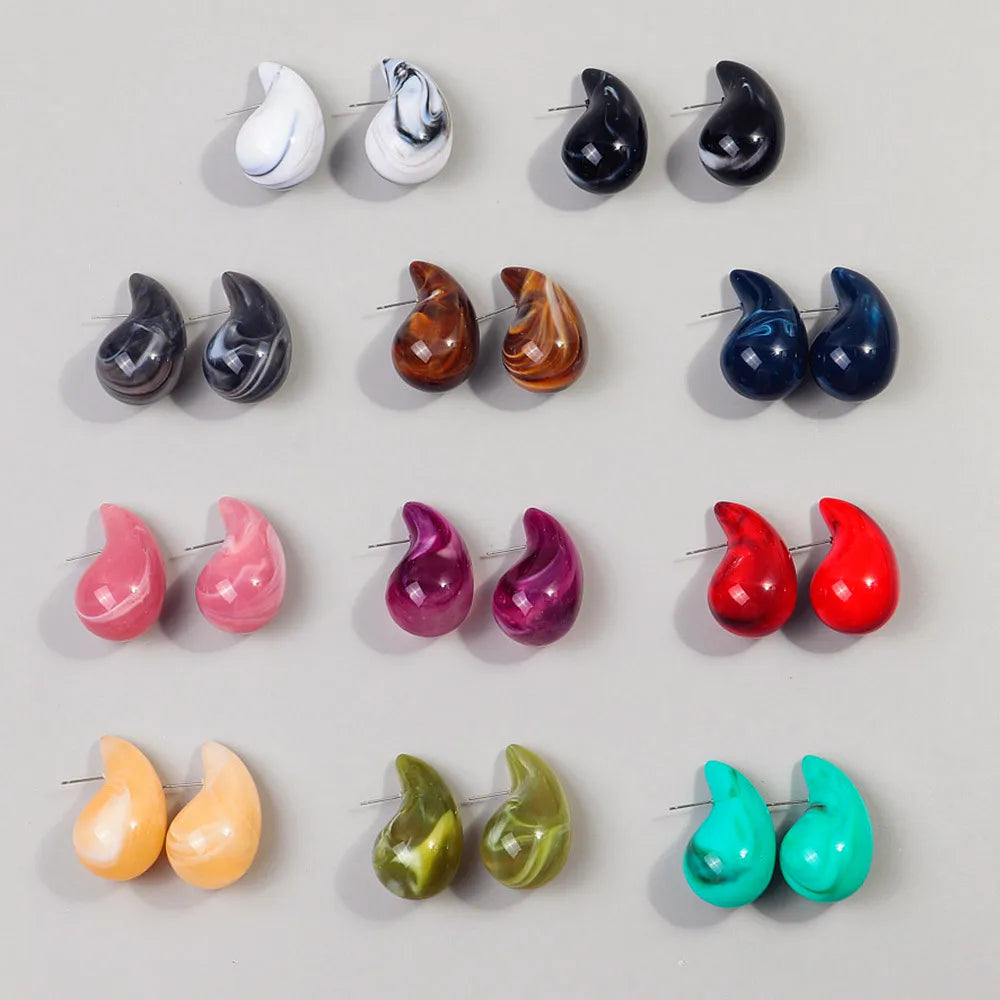 Luxury Crystal Acrylic Chunky Waterdrop Hoop Earrings Dupes for Women Colorful Dome Teardrop Stud Earrings Fashion Jewelry Gifts