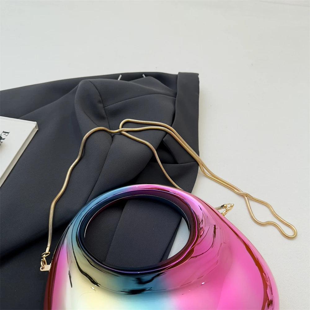 Clutch Bags For Women 2024 Luxury Designer Purses And Handbags Golden Wedding Dinner Party Round Handle Wrist Bag