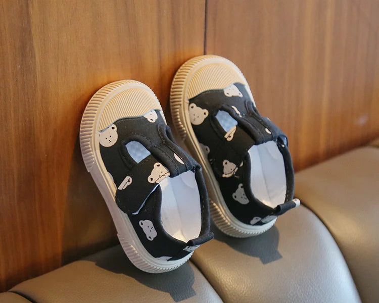 Square Mouth Boys/Girls' Casual Shoes Spring Cartoon Soft Sole Walking Shoes Boys/Girls Small Children Shoe TPR Sole Canvas Shoe