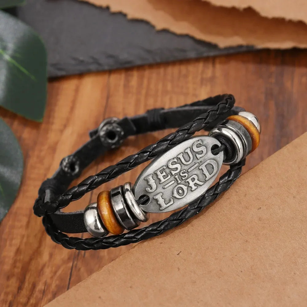 Fashion Classic Monogram Beaded Leather Four-Button Bracelet Multi-Layer Handmade Charm Bracelet Jewelry