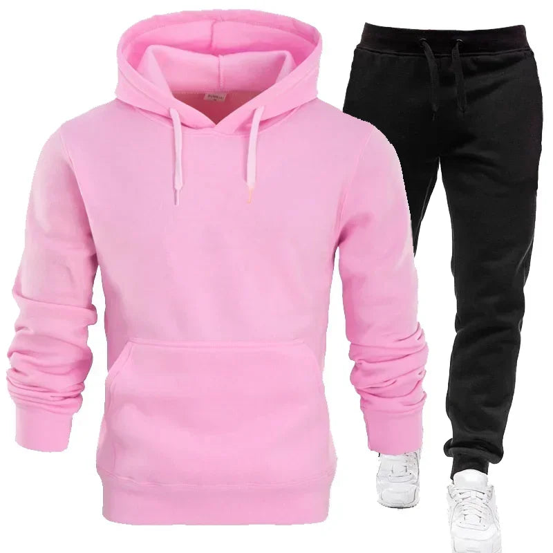 Basic Men/Women 2Pcs/Sets Sweatshirt Hoodies Pants 2023 Male Gyms Fitness Tops Joggers Sportswear Tracksuits