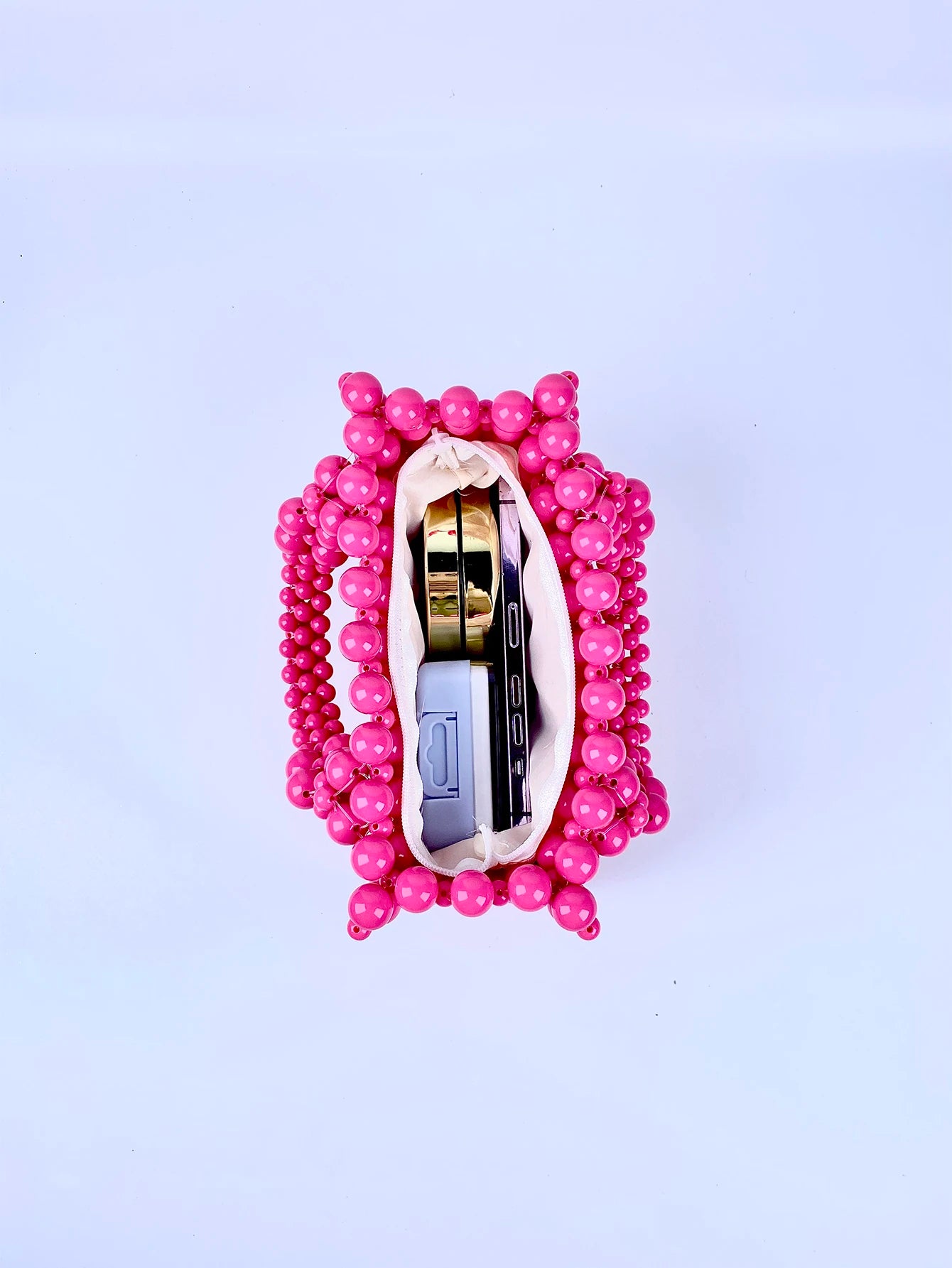 New French High Quality Acrylic Pearl Bag Women's Handmade Beaded Weaving Fresh and Sweet Handbag
