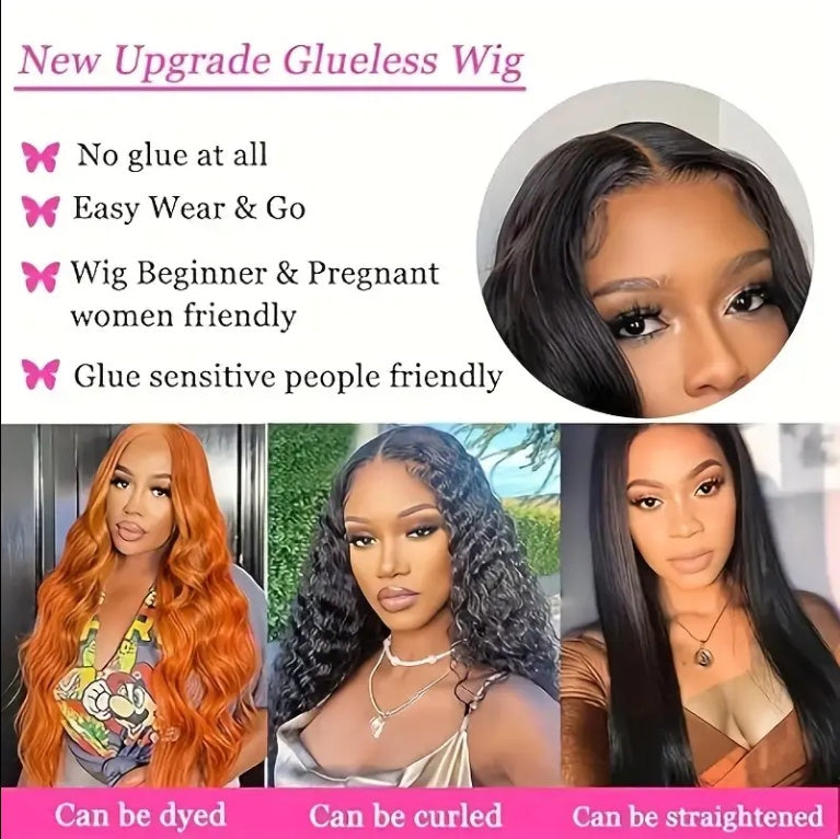 Wear No Glue Wig Human Hair Pre Pull 13x4 HD Lace Wig Body Wave Lace Before Wig Ready