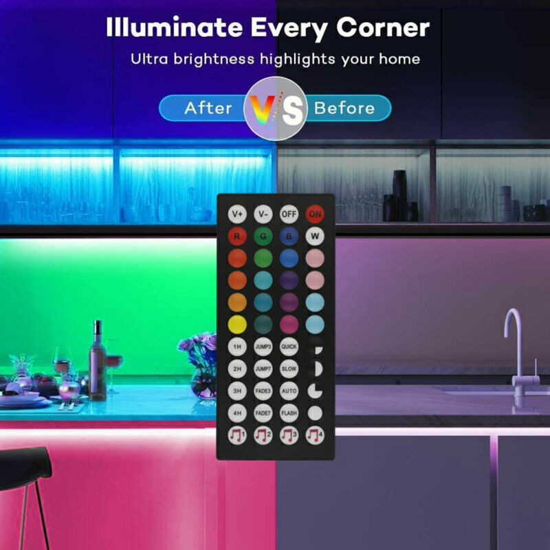 BRAND NEW 5050 RGB LED Strip Bluetooth Remote Lights TV Back Lights For Bar Room