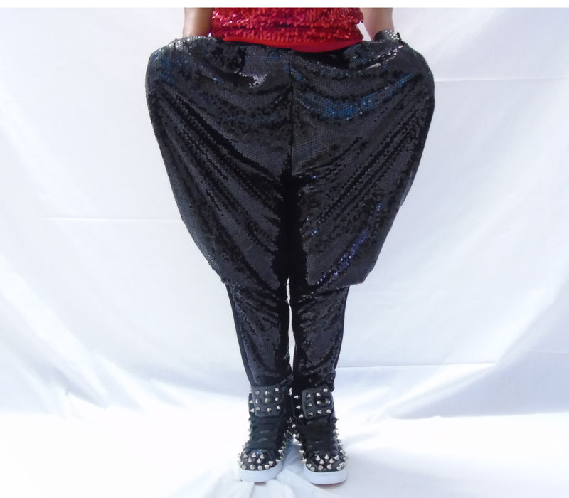 Trendy Male Sequined Harem Pants Singer Stage Costumes