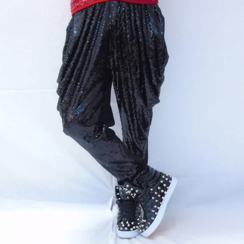 Trendy Male Sequined Harem Pants Singer Stage Costumes