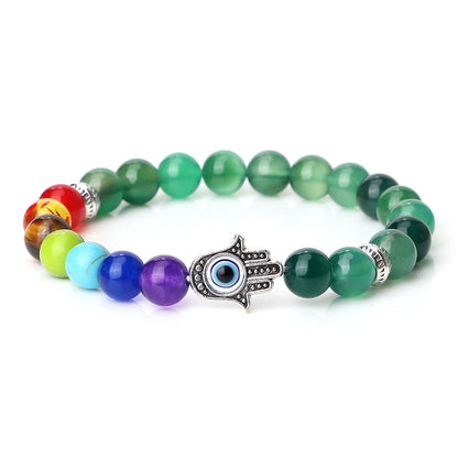 Spacer Bergamot Alloy Spacer Evil Eyes Elastic Bracelet Colorful Stone Bead