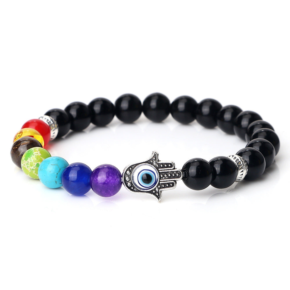 Spacer Bergamot Alloy Spacer Evil Eyes Elastic Bracelet Colorful Stone Bead