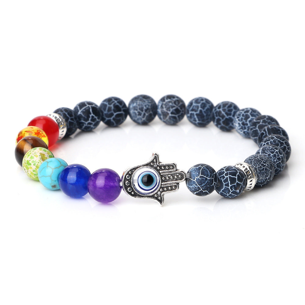 Spacer Bergamot Alloy Spacer Evil Eyes Elastic Bracelet Colorful Stone Bead