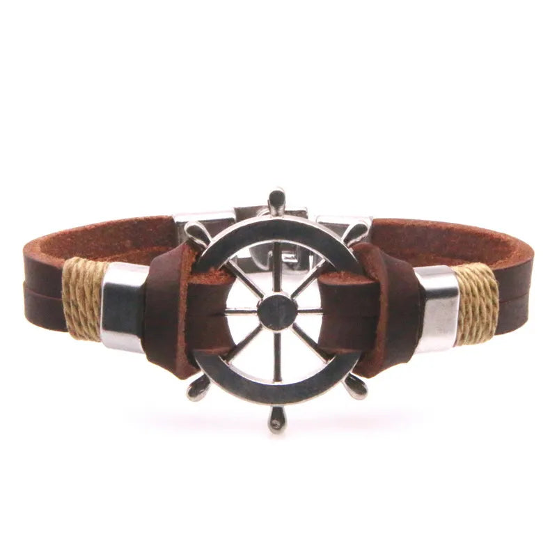 Multi-layers Neo-Gothic Pattern Evil Eye Design Leather Bracelet For Men Personality Jewelry Accessories Christmas Gift