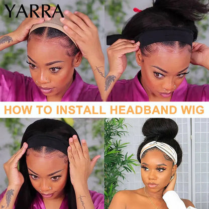 Afro Kinky Curly Human Hair Headband Wig For Black Women 180% Density Brazilian Remy Full Machine Made 100% Human Hair YARRA