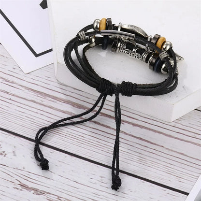 IFMIA Boho Adjustable Eyes Heart Multilayer Leather Bracelet Set for Women Male Charms Ethnic Bracelet Bangles Arm Jewelry New