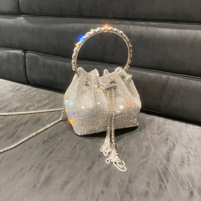 purses and handbags bags for women luxury Designer bucket clutch purse evening banquet bag Crystal rhinestone shoulder bag