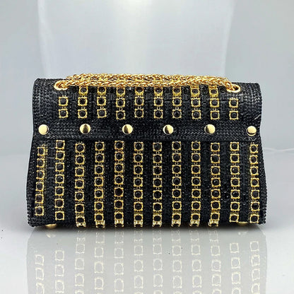 JIOMAY Glamorous Wallets for Women Luxury Designer Bags Diamond Shoulder Bag Women Party Bag Portable Messenger Bag Gold Bag