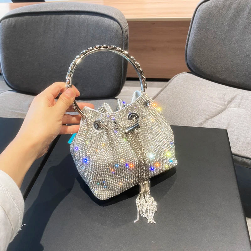 purses and handbags bags for women luxury Designer bucket clutch purse evening banquet bag Crystal rhinestone shoulder bag