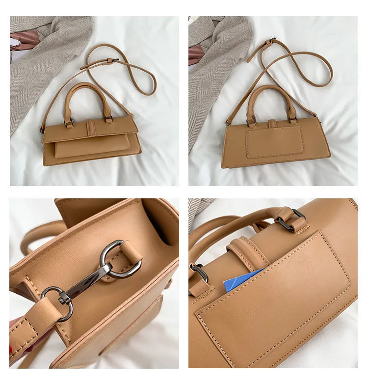 Stylish Rectangle Box Designer Small Square Portable Handbag Messenger Shoulder High Quality Women Leather Bag Purse