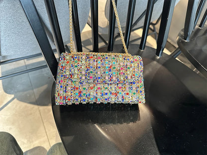 JIOMAY Glamorous Wallets for Women Luxury Designer Bags Diamond Shoulder Bag Women Party Bag Portable Messenger Bag Gold Bag